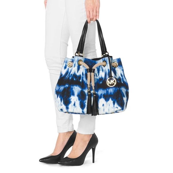 BRAND NWT RARE Michael Kors Blue Tie Dye Marina Purse - Picture 4 of 5